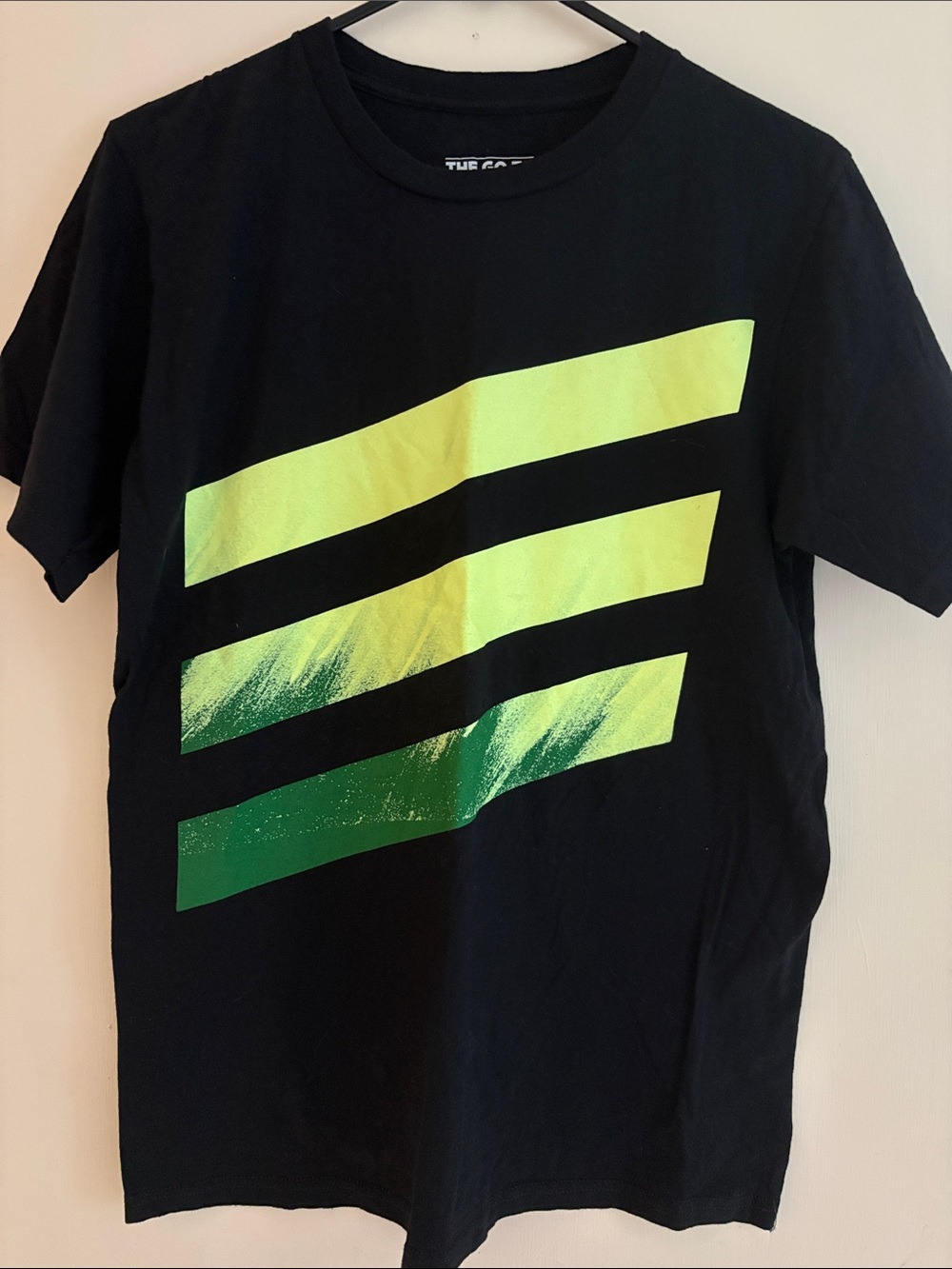 ADIDAS The Go-To Tee with Yellow-Green Stripes Size Medium
